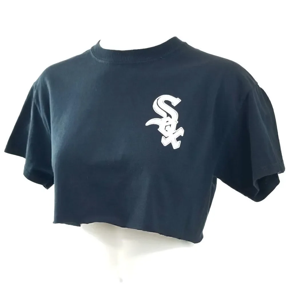 Chicago White Sox MLB Cropped Crop Top Baseball Jersey Tee reworked vintage y2k - Picture 3 of 6